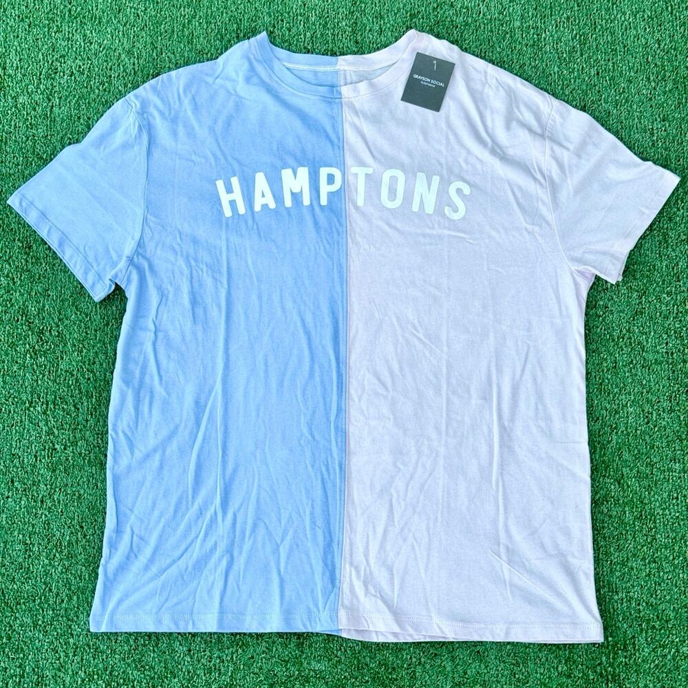 Grayson Social Sleepwear Hamptons T Shirt Light Blue & Light Pink New With Tag